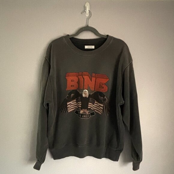 Anine Bing Vintage Bing Eagle Moto Sweatshirt Crewneck Sz. L - Picture 4 of 7